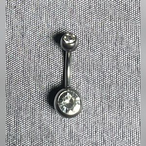 Clear CZ 14G Belly Button Ring